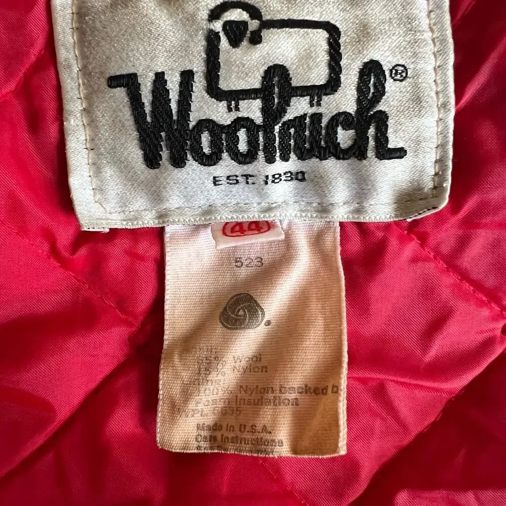 Woolrich Vintage Red Buffalo Plaid Hunting Jacket Size 44 Wool Field Coat SZ L